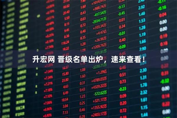 升宏网 晋级名单出炉，速来查看！